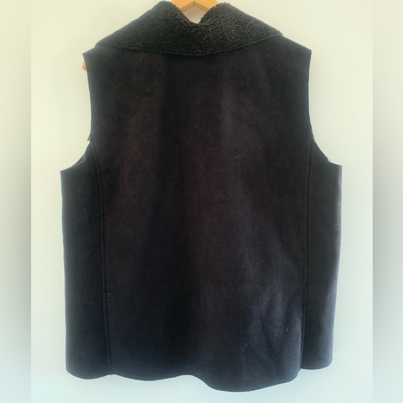 Lauren Vest Black Faux Suede Sherpa Fleece Lined XL - Picture 4 of 5